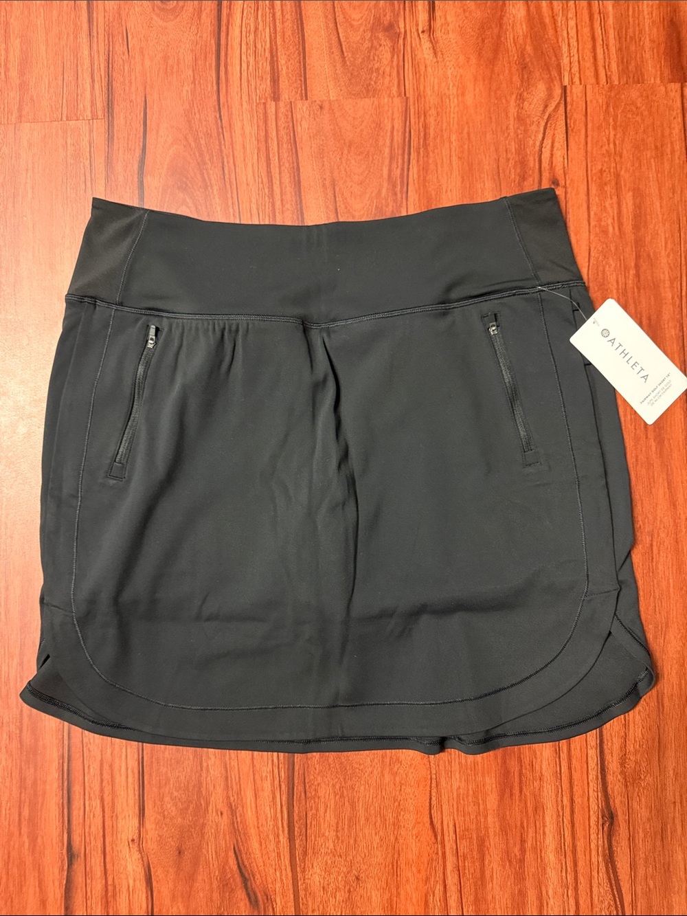 NWT! Athleta Black Fairway Golf Skort 18”with Zip Pockets, Size XL